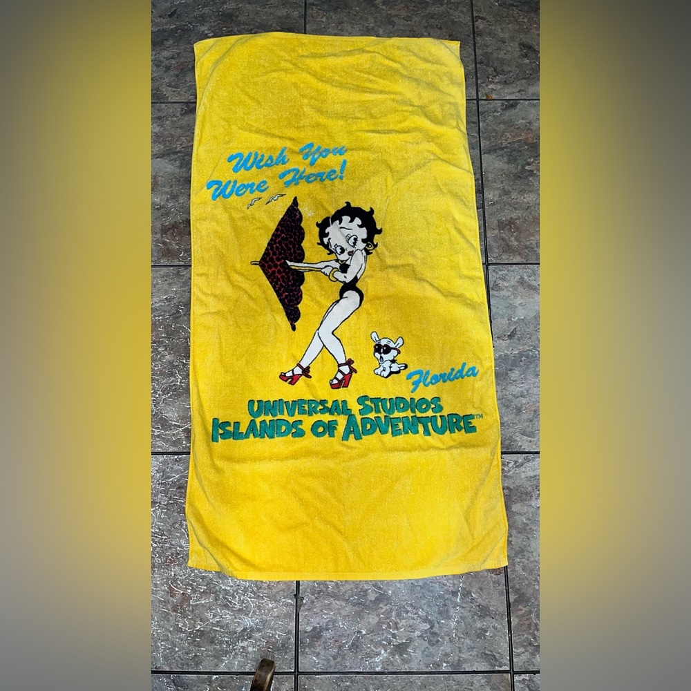 Vintage Betty Boop 90s Beach Towel 28x53 ,Wish You Were Here Universal FL